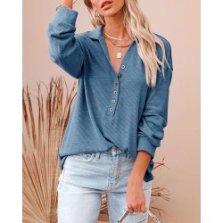 Yxaliorium Women's Long Sleeve Henley Neck T-Shirt - 100% Cotton, Ultra-Soft & Breathable for Fall Winter Casual Wear