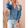 Yxaliorium Women's Long Sleeve Henley Neck T-Shirt - 100% Cotton, Ultra-Soft & Breathable for Fall Winter Casual Wear