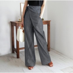 Yxaliorium Women's Fall Striped Trousers - Trendy Elastic Drawstring Waist Casual Lounge Pants