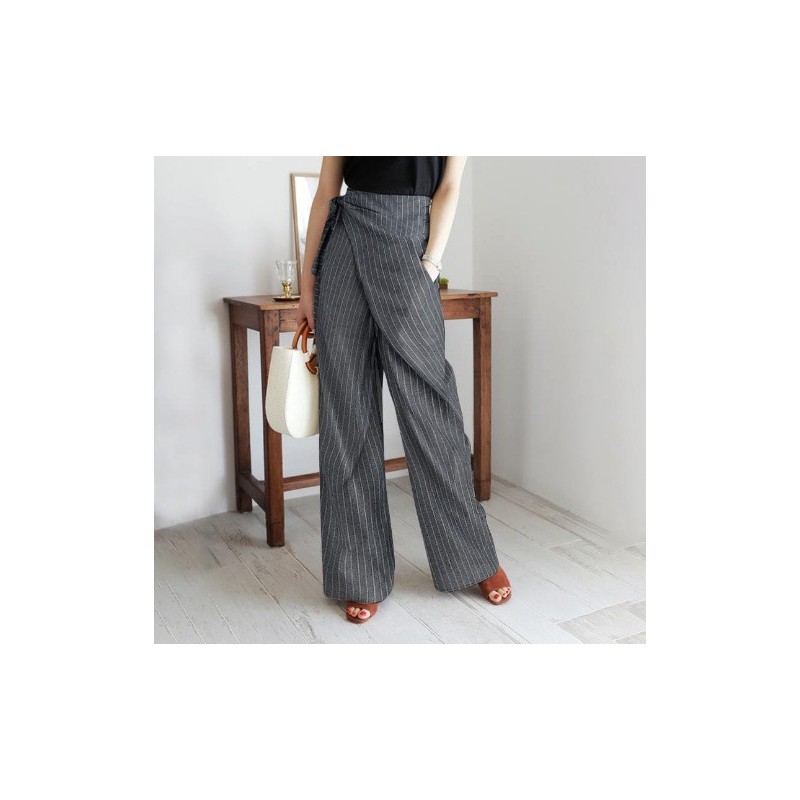 Yxaliorium Women's Fall Striped Trousers - Trendy Elastic Drawstring Waist Casual Lounge Pants
