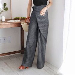 Yxaliorium Women's Fall Striped Trousers - Trendy Elastic Drawstring Waist Casual Lounge Pants