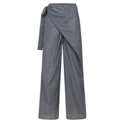 Yxaliorium Women's Fall Striped Trousers - Trendy Elastic Drawstring Waist Casual Lounge Pants