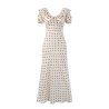 Yxaliorium Womens Retro Polka Dot Dress - Sweet V-Neck Puff Sleeve & Flounce Hem Vacation Dress