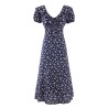 Yxaliorium Womens Retro Polka Dot Dress - Sweet V-Neck Puff Sleeve & Flounce Hem Vacation Dress