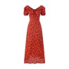 Yxaliorium Womens Retro Polka Dot Dress - Sweet V-Neck Puff Sleeve & Flounce Hem Vacation Dress