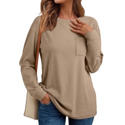 Yxaliorium Women's Casual Long-Sleeve T-Shirt - 100% Cotton, Soft & Breathable Everyday Tee