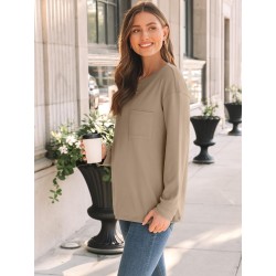 Yxaliorium Women's Casual Long-Sleeve T-Shirt - 100% Cotton, Soft & Breathable Everyday Tee