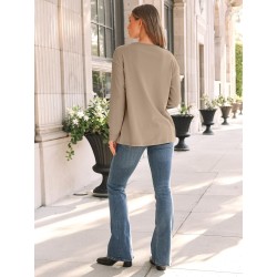 Yxaliorium Women's Casual Long-Sleeve T-Shirt - 100% Cotton, Soft & Breathable Everyday Tee