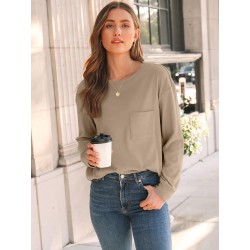 Yxaliorium Women's Casual Long-Sleeve T-Shirt - 100% Cotton, Soft & Breathable Everyday Tee