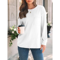 Yxaliorium Women's Casual Long-Sleeve T-Shirt - 100% Cotton, Soft & Breathable Everyday Tee