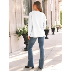 Yxaliorium Women's Casual Long-Sleeve T-Shirt - 100% Cotton, Soft & Breathable Everyday Tee