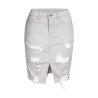 Yxaliorium Women Causal Knee Length Ripped Cotton Skirts A Line Dress
