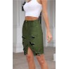 Yxaliorium Women Causal Knee Length Ripped Cotton Skirts A Line Dress