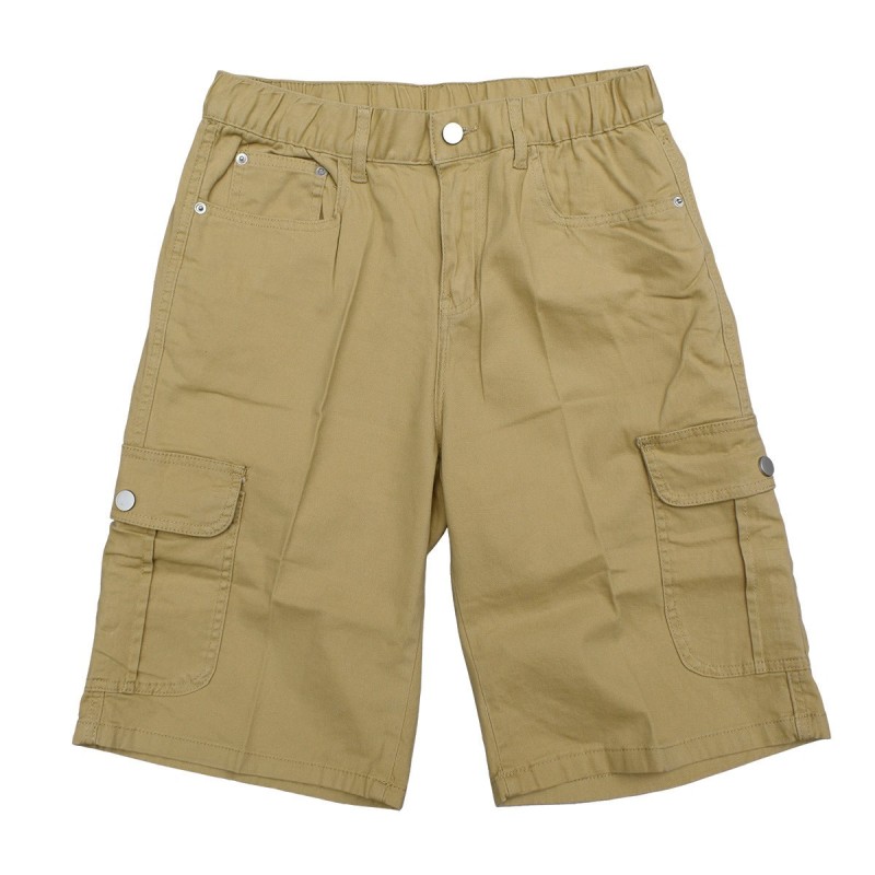 Yxaliorium Women Stretchy High Waisted Hiking Cargo Shorts Baggy with Pockets Lose Fit Knee Length Cotton