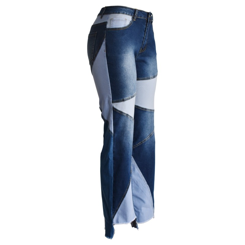 Yxaliorium Women Straight Leg High Waist Patch Jeans Pants Stretchy Y2K Boyfriend