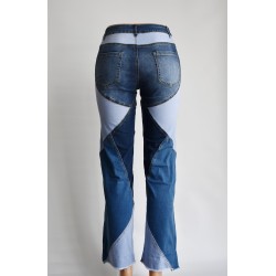 Yxaliorium Women Straight Leg High Waist Patch Jeans Pants Stretchy Y2K Boyfriend