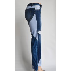 Yxaliorium Women Straight Leg High Waist Patch Jeans Pants Stretchy Y2K Boyfriend