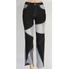 Yxaliorium Women Straight Leg High Waist Patch Jeans Pants Stretchy Black