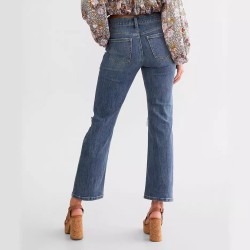 Yxaliorium Women High Waisted Jeans Ripped Stretchy Pants Blue