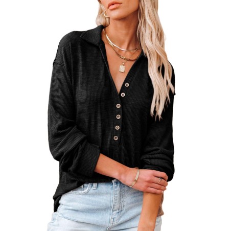 Yxaliorium Women's Long Sleeve Henley Neck T-Shirt - 100% Cotton, Ultra-Soft & Breathable for Fall Winter Casual Wear
